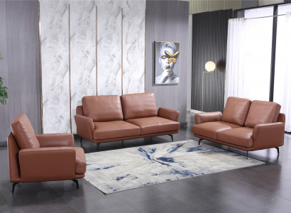 Sofagarnitur 3+2 Sitzer Ledersofa Couch Wohnlandschaft Garnitur Design Modern
